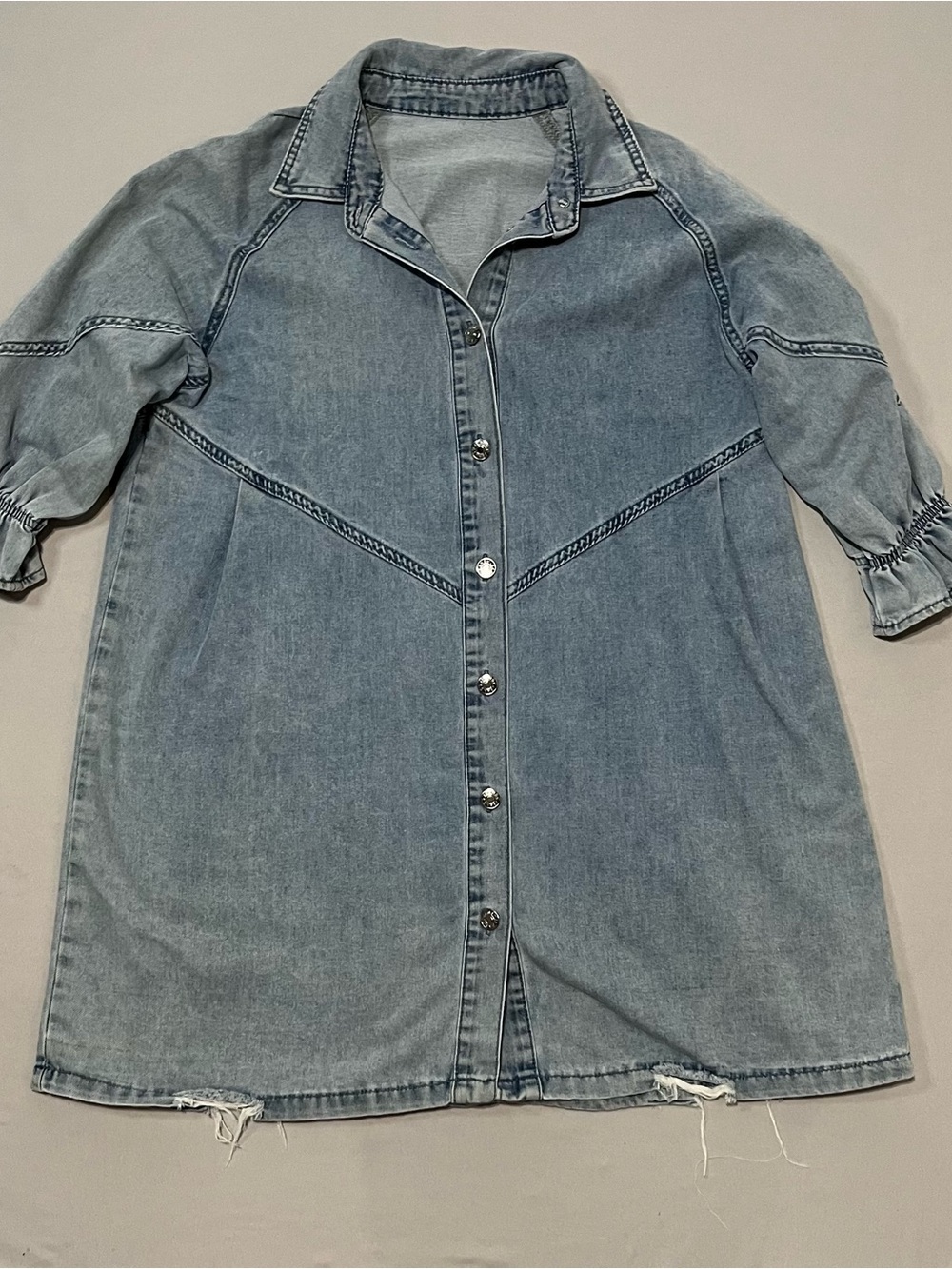 Women's Light Blue Denim Button-Front Jacket Dress